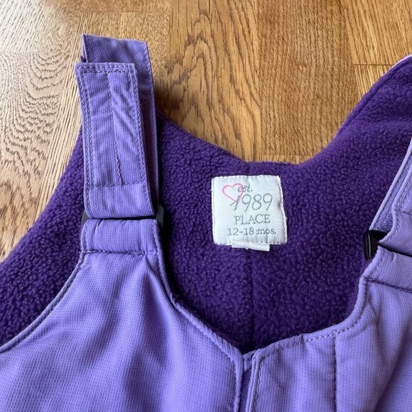 Children's Place Purple Snow Bib Overalls Size 12-18 Months - Picture 2 of 9